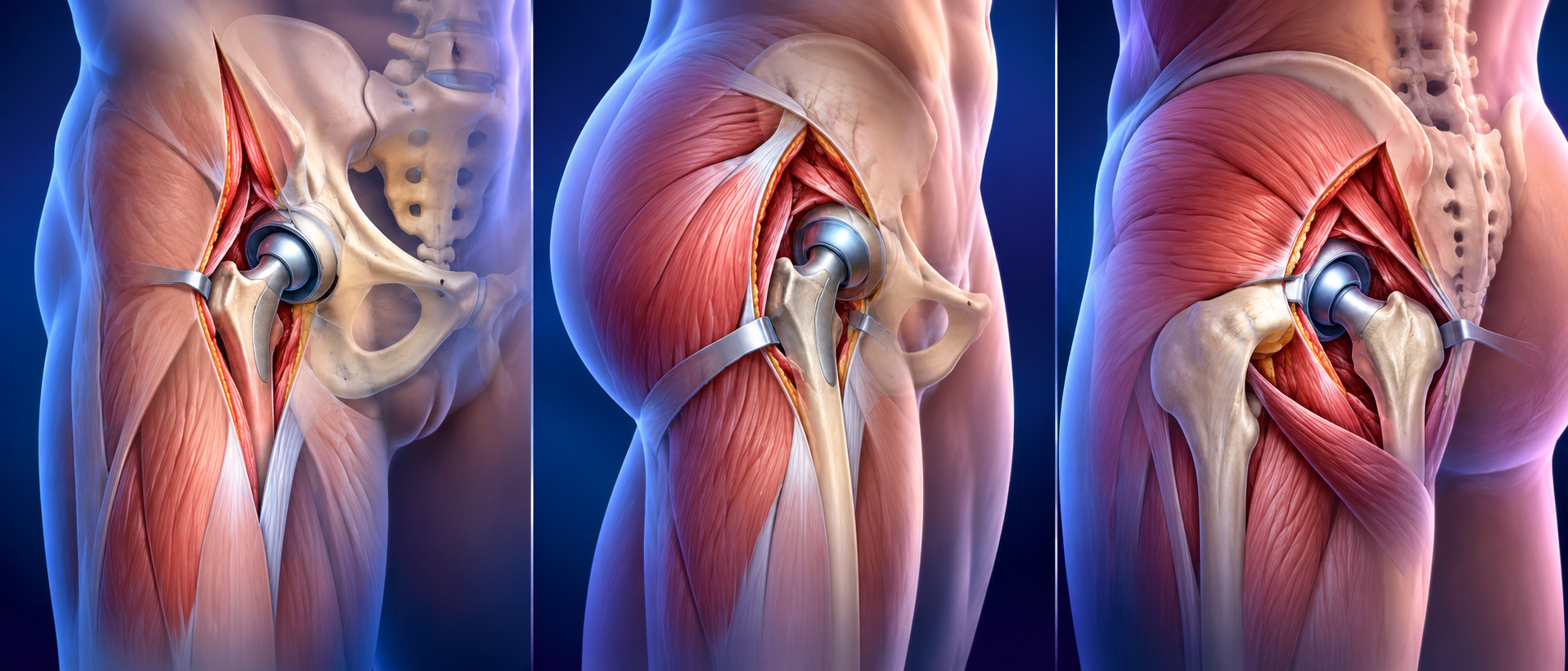 Comparison of hip replacement approaches — anterior, lateral, posterior